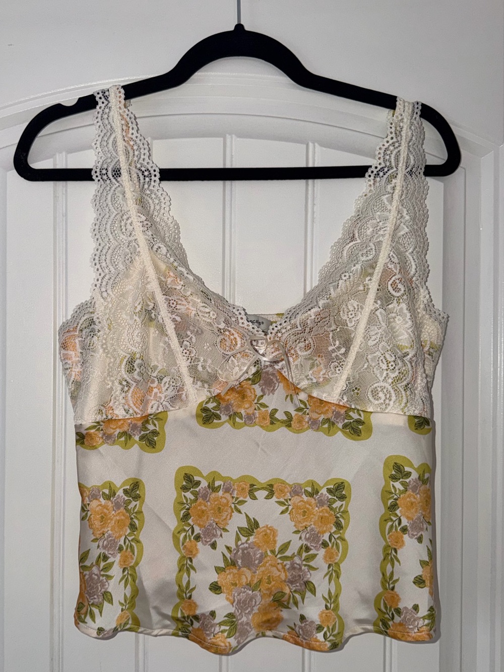 Francesca's Alyson Floral Satin Set Skirt and Top